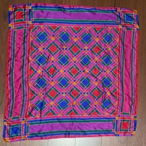 Vintage 80s Liz Claiborne silk scarf, colorful block 29 in square scarf